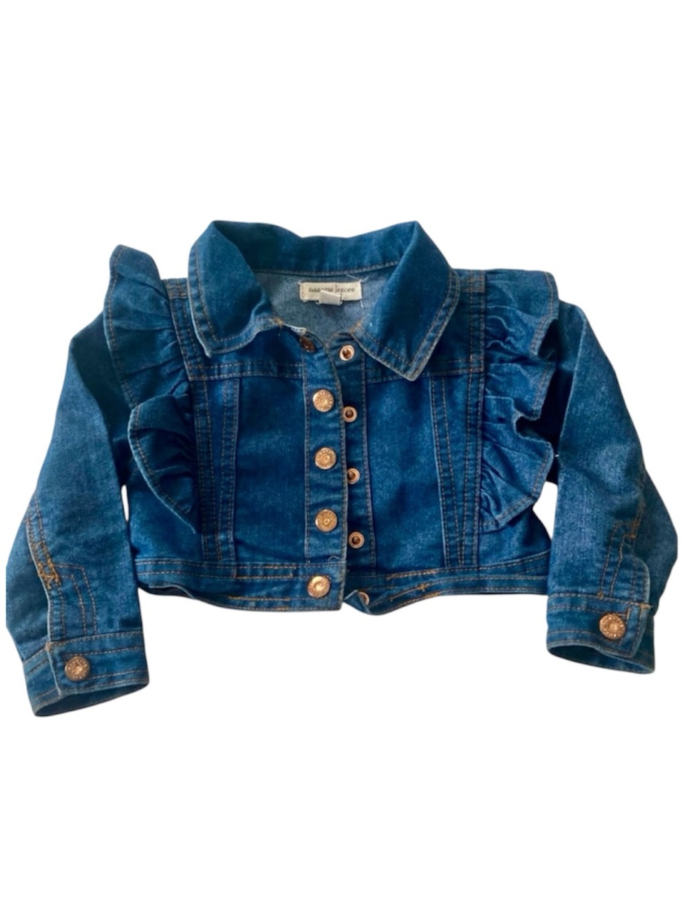 Nanette Lepore Girls Ruffle Denim Jacket 18M Blue Cropped Button Front Toddler